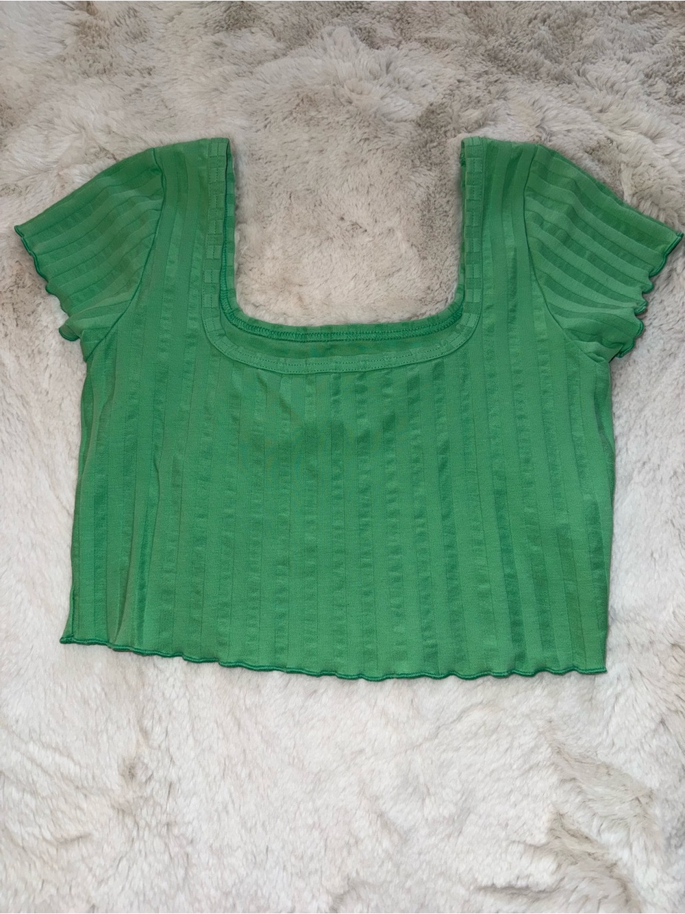 aerie Bright Green Ribbed Square-Neck Crop Top